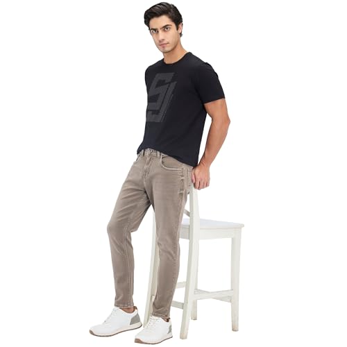 Image of Spykar Men's Kano Slim Fit Mid-Rise Jeans (Ankle Length)