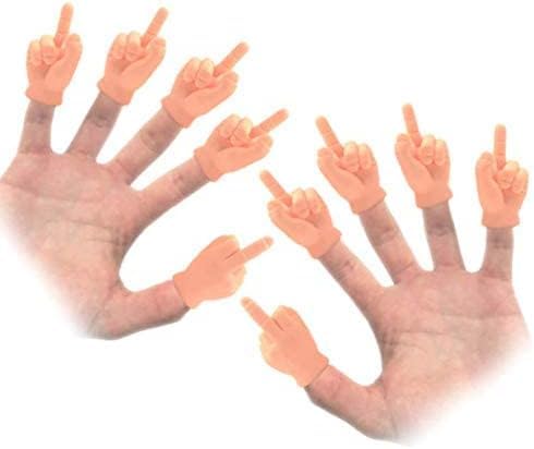 10 Pack Middle Finger Hands Premium Rubber Little Tiny Finger Hands Fun Realistic Design Hilarious Finger Puppets Mini Hand Dolls Storytelling Props Funny