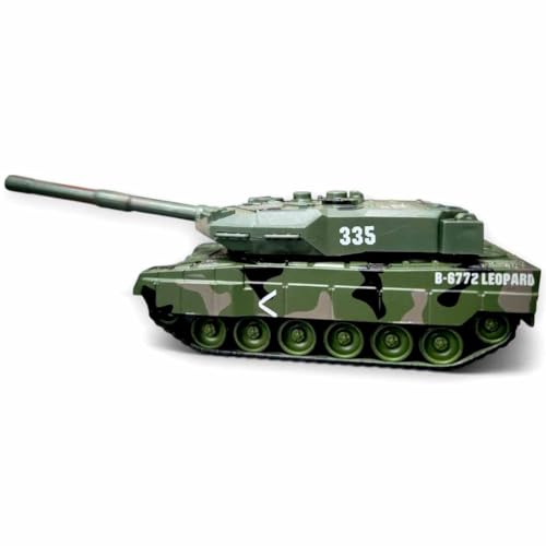 Image of Breatoi B-6772 Leopard Type Military Tank Die-Cast Model, 1:43 Scale, Camouflage Green, Army Collectible