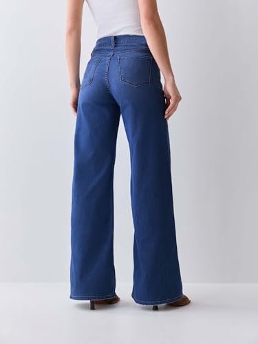 Image of KOTTY Women's High Waist Straight Fit Denim Jeans | Stretchable| Wide Leg & Regular Fit Stylish Wear