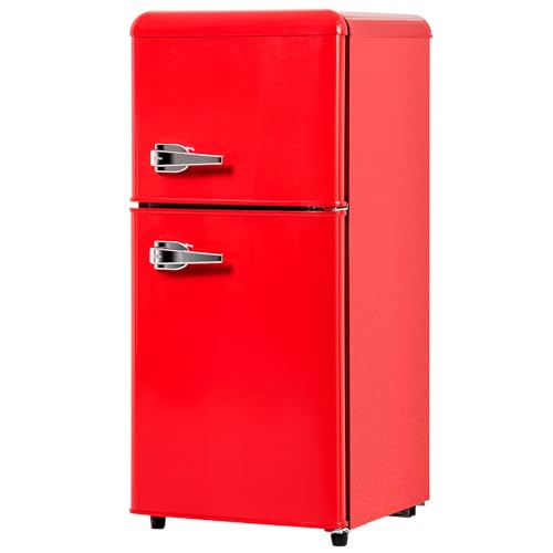 Frigorífico Con Congelador 22L,Combinación De Frigorífico-Congelador 60L,86,8Cm De Alto,45,5Cm De Ancho, Diseño De Doble Puerta,102Kwh/Año,7 Ajustes De Temperatura,Iluminación LED,Red