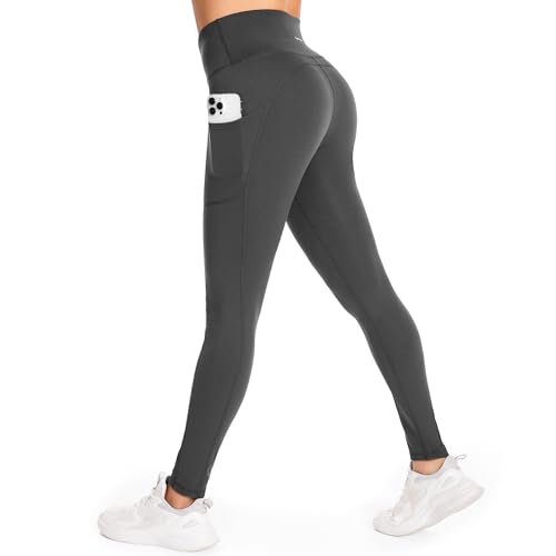 GymCope Leggins Deportivos Mujer, Mallas Deporte Cintura Alta, Leggings Push up Pantalones Yoga Pants Elásticos Control de Barriga con Bolsillo para Pilates, Gym, Fitness, Danza, Gimnasio, Running