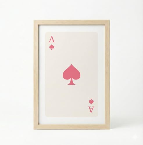 Image of BLINKART Playing Card Aesthetic Modern Art Walls With Frame | Natural Wood Texture | Living Room Bedroom Office Wall Decoration | Poster Home Decor Frames Wall Bedroom | 12x8 Inches (D232)