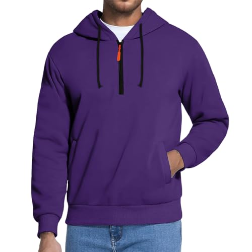 Ymosrh Men's Sweatshirts Hoodies, Solid Color Long Sleeve Quarter Zip Athletic Sport Hooded Sweatshirt Pullover, S-2XL3