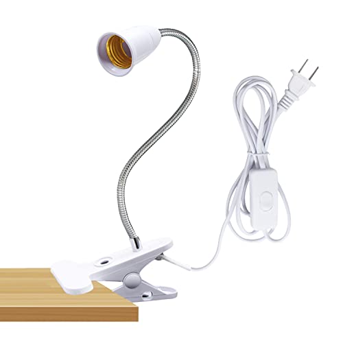 Clamp Light Socket,Clip Desk Lamp Socket,Clip Bulb Desk Lamp,Desk Light Adapter With Flexible Gooseneck,Clip On Light Socket With On/Off Switch,E26/E27 Clamp Light Bulb Stand (1Pc) #TOP1