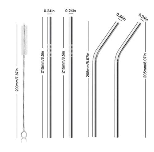 Image of WEZOSHINET Stainless Steel Straws for Drinking with Cleaning Brush for Kids and Adults Reusable Metal Straw Set Drinking Juice & Drinks Reusable Straw Pipe (2 Bent + 2 Straight +1 Brush)