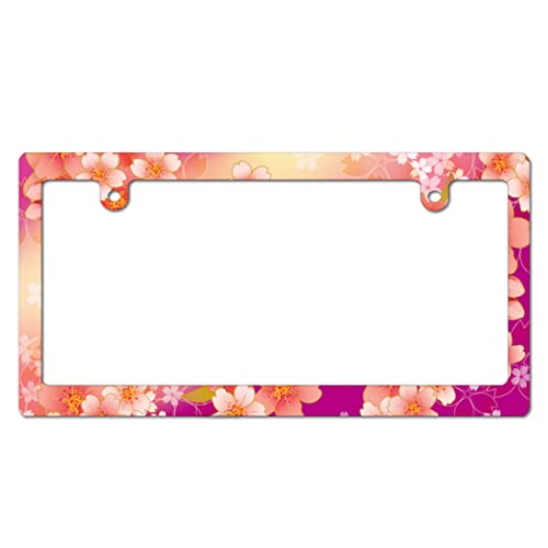 ナンバーフレーム 和風 和柄 桜 花 ナンバープレートフレーム 車用 前後2枚セット ナンバーフレームセット ナンバー 外装 タグホルダー 掛けやすい 錆びにくい アクセントナンバー 装飾ボーダー 車外用品 汎用 カー用品 スリム 普通車 軽自動車適用 P