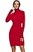 AVACOO Damen Kleider Strick Pulloverkleid Elegant Strickkleid Rollkragen Langarm Midikleid 2025 Rot M 38