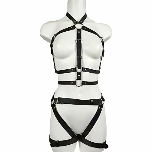 Nbmarls Punk Leather Lingerie For Women, Gothic Garter Belts Adjustable Body Belt Party Sexy Body Chain Women's Exotic Apparel #TOP6