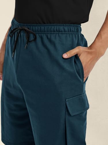 Image of Pinkmint Cargo Shorts for Men Pack of 2 Cotton Lycra Training Gym Shorts for Men Casual Workout Lightweight Summer Shorts with Dual Side Pockets Half Pant for Running, Gym, Walking, Travel