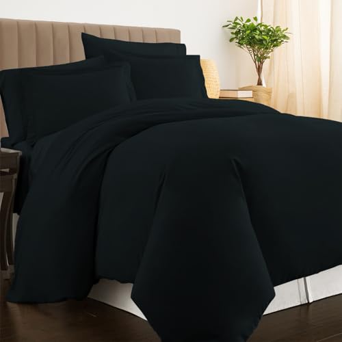 Pizuna Luxurios Cotton Super King Duvet Cover Set Black