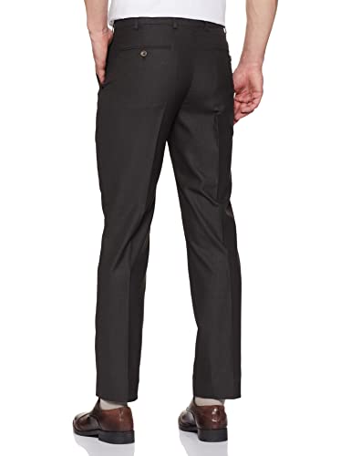 Image of Park Avenue Men Men's PLEATLESS Smart FIT Dark Brown Formal Trouser