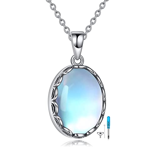 Urne cendres pierre de lune pendentif : collier crémation bijoux pour femmes et filles