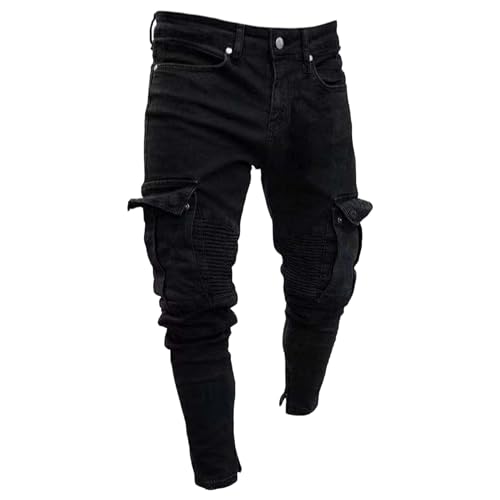 Jean cargo décontracté homme noir pour un style hip hop punk unique