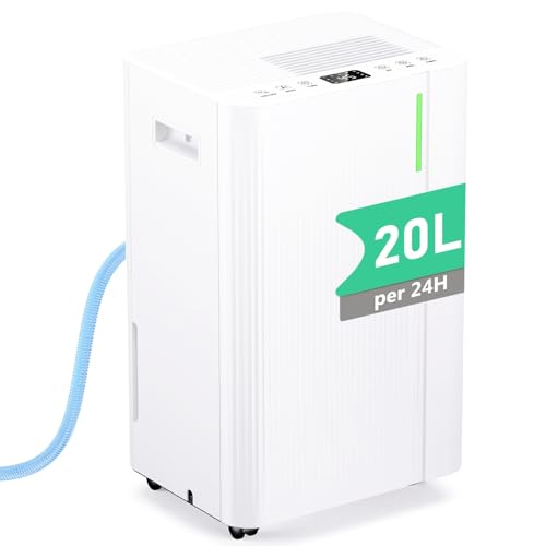 Deshumidificador 20L/Día, Deshumificadores Electrico con Compresor, 3 Modos, Silencioso y de Bajo...