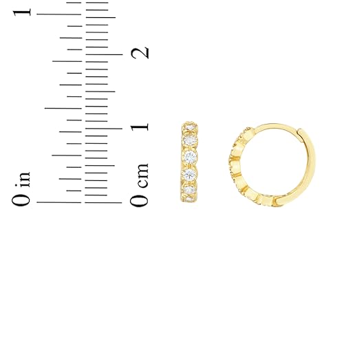 Floreo 14k Yellow Gold 11mm CZ Round Hoop Huggie Earrings3