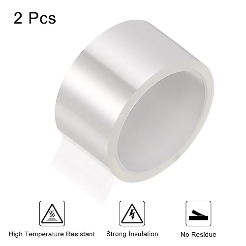 Image of HARFINGTON 2 Rolls Heat Tape High Temperature Heat Resistant Tape 50mmx33m(108ft) Sublimation Thermal Heat Transfer Tape for Sublimation Press No Residue, Clear