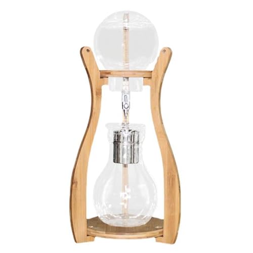 Cold Brew Coffee Maker, Iced Coffee Maker with Slow Drip Technology, Bamboo Stand and Borosilicate Glass Pot, 600ml Cold Brew Tower, for Home Office