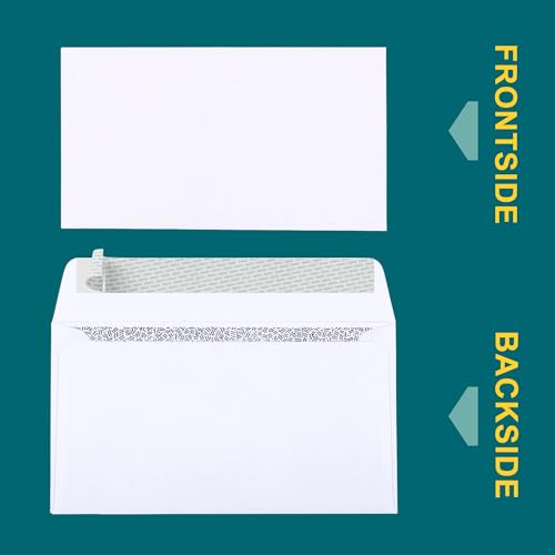 EnDoc #6 3/4 Security Envelopes Self-Seal - 500 Count - 6 1/2 x 3 5/8 Inch Privacy Tinted Windowless All-Purpose Envelopes for Personal and Business Use - 24lb Paper Quality - Bright White Envelopes - Thumbnail 2