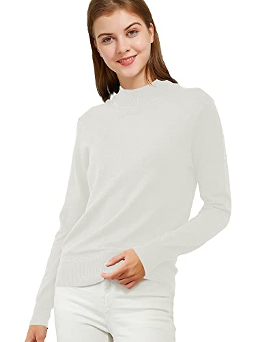 Woolicity Womens Mock Neck Sweater Long Sleeve Knit Pullover Tops Casual Lightweight Jumper Loose Pullover Tops2