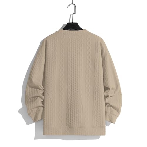 Men's Casual Crewneck Cable Knit Sweaters Long Sleeve Fashion Jacquard Twist Patterned Pullover Sweater Slim Fit Top2