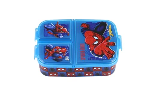 Image of SKi Homeware Trio 3 Compartment Bento Lunch /Snack Box + Sipper Bottle Combo |for Kids' School, Picnic, Sports | for Return Gifts or Party Favours- Spidrman