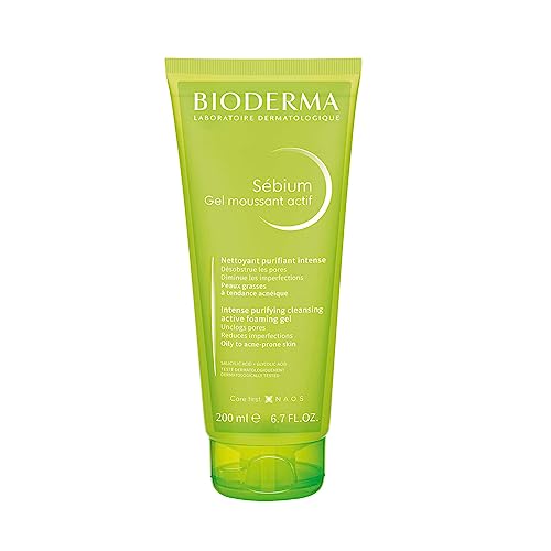 BIODERMA Sébium Gel moussant actif Reinigungsgel bei öliger Haut mit Unreinheiten und bei zu Akne neigender Haut, 200 ml Gel