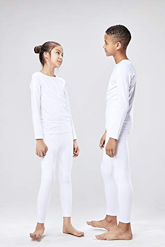 Devops Boys And Girls Thermal Underwear Long Johns Set With Fleece Lined (Medium, White) #TOP2