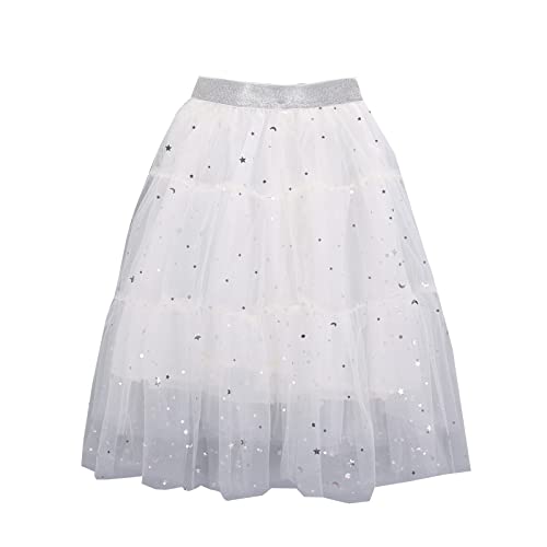 Tutu Skirt for Girls Petticoat Skirt Knee Layered Tulle Skirts Toddler Princess Dress Carnival (White, 18-24 Months)