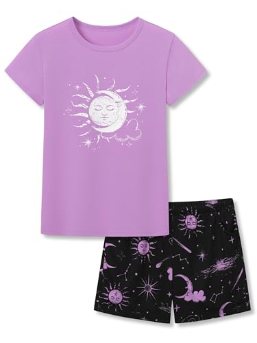 Topgal Boys Girls Pajamas Summer Jammies Short Sleeves Matching 2 Piece Set Trendy PJS for Little & Big Kids Size 6-18