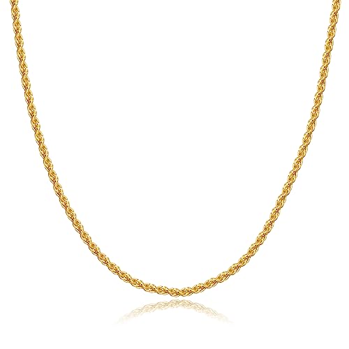 Collier chaîne de corde en argent 925 et or 18k doré à la maille torsadée durable