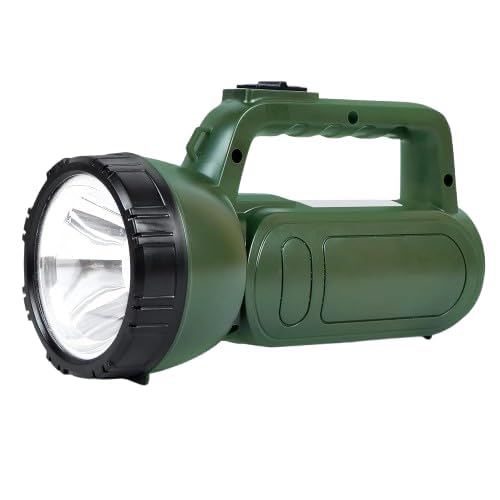 ecosky long range search light 50 watt waterproof led with 24 big sparkle side led torch (green, 8 cm, rechargeable) d.p 7323 b