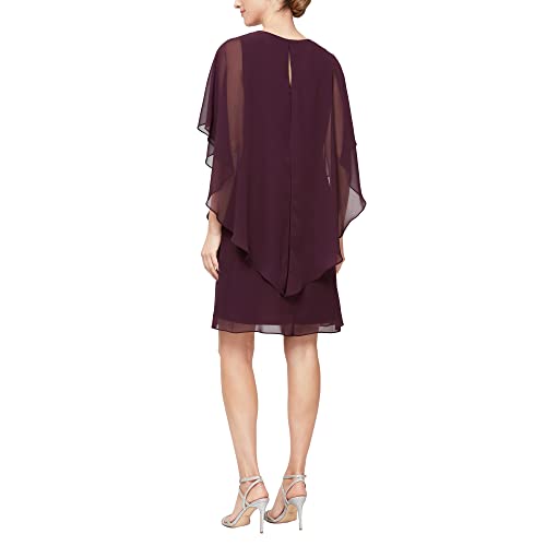 Image of S.L. Fashions Women's Capelet Cascade Sleeve Dress with Beaded Cutout Neckline, Special Occasion Dress