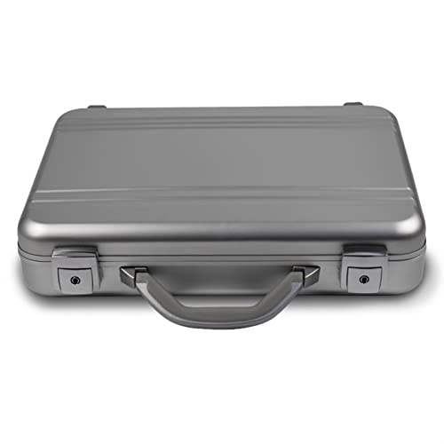 Aluminum Alloy Suitcase, Portable Handbag,Portable safe, instrument box (Color : Silver, Size : 410 * 300 * 88mm)