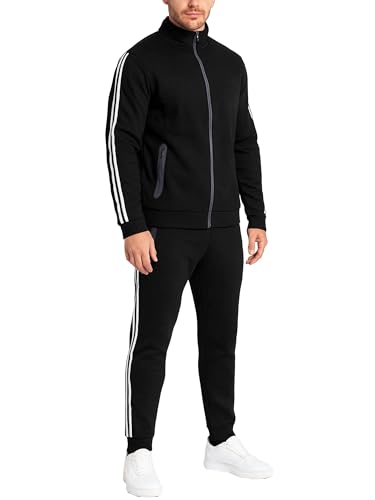 Galaxy by Harvic Men's Modern Fit Full Zip Tech Fleece Hoodie and Jogger 2-Piece Set with Reflective Trim Design