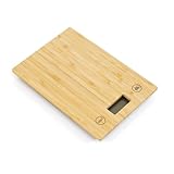 THE SECRET HOME - Báscula Digital Rectangular de Cocina - Largo. 21,5 cm x Ancho. 15 cm - Báscula Multifuncional para Alimentos - Superficie de Bambú - Batería Incluida