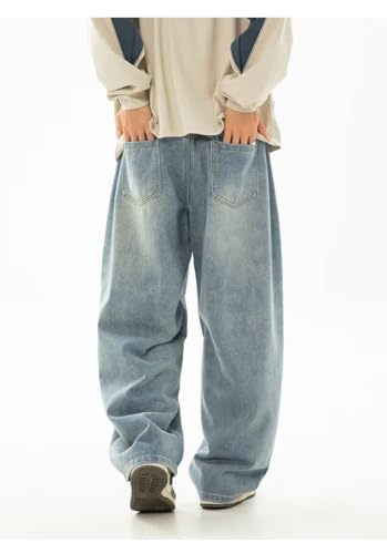 Men's Hip Hop Baggy Jeans Casual Wide Leg Y2k Skateboard Vintage Denim Pants Streetwear MZA263