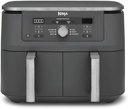 Ninja MAXFreidora de aire sin aceite con compartimento doble, 2 c...