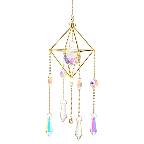 YapitHome Sonnenfänger Kristall,Deko Lichtfänger,Kristall Anhänger Deko mit Metallrahmen für Büro, Zuhause,Garten Dekoration,Weihnachten,Hochzeit Dekoration,Garten Outdoor Deko Cover