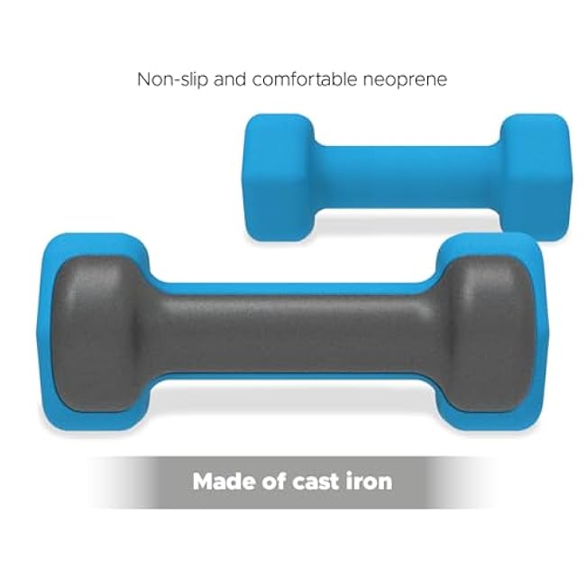 Neoprene Dumbbell Sets of 2 with Multiple Weight Options, Hexagon Non-Slip Weights for Home Gym Yoga Pilates Workout