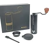 DASVANDH Kaffeemühle manuell mit hochwertigem Edelstahlmahlwerk - Kaffeemühle Hand mit Kegelmahlwerk - Espressomühle - manuelle Kaffeemühle schwarz