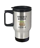 Yoda Best Brother - Novelty Gift Travel Mugs for Star Wars Lovers - Co-Workers Birthday Present, Anniversary, Valentines, Special Occasion, Dads, Moms, Family, Christmas - 14oz Funny Travel Mug