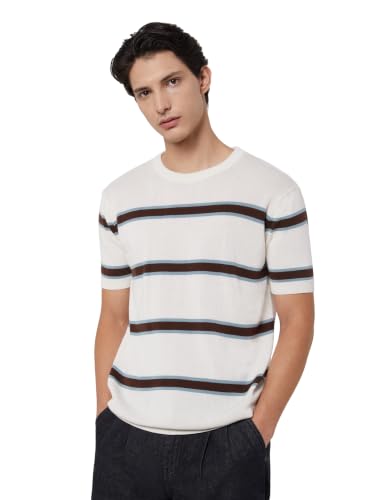 Image of Amazon Brand - Symbol Men's 100% Cotton Striped T-Shirts | Flat Knit Texture | Round Neck | Half Sleeve | Available in Plus Sizes