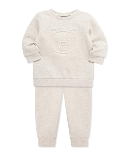 Little Me Simply Essential Solids Organic Cotton Blend Baby Boys' Fleece Sweatshirt and Pant Set, 12 Months to 4 Toddler3