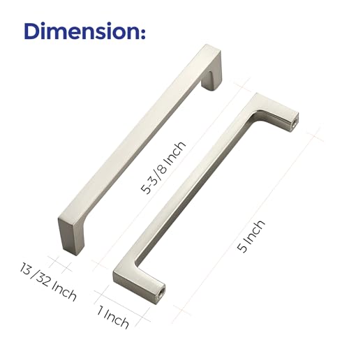 Image of Ravinte 30 Pack Solid 5 Inch Square Cabinet Handles - Brushed Nickel Pulls for Kitchen Drawers and Cabinets - Hardware Handles