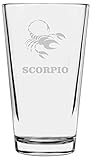 Zodiac Sign Etched All Purpose 16oz Pint Glass Scorpion