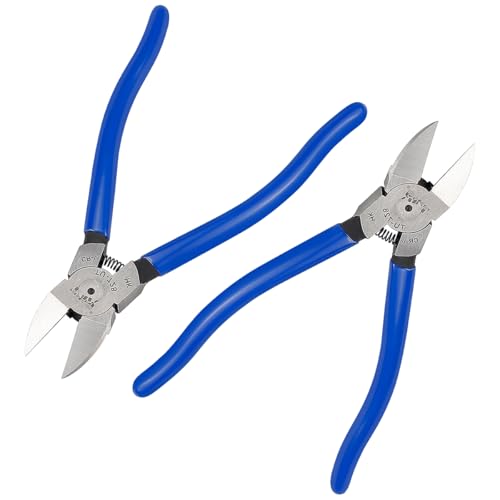 2Pcs Blue Diagonal Flush Wire Cutting Pliers, Precision Side Cutters Pliers for Crafting Jewelry Making, Wire Cutting (8inch)