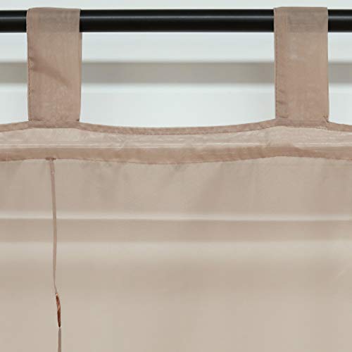 Joyswahl Sheer Window Curtain Tab Top Balcony Solid Color Ribbon Voile Roman Shades For Kitchen Decor Decorative, 1Pc (Brown, 39 X 55 Inch) #TOP7