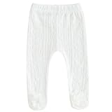 Mubineo Baby Girl Footed Leggings Cute Flower Tights Toddler High Waist Legging Pant Cotton Socks Pantyhose (White, 0-3 Months)