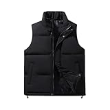 Genérico Chaleco De Plumas Hombre Invierno Casual Cazadora Acolchado Sin Mangas Con Cremallera Y Bolsillos Ligera Chalecos Esqui Oversize Chaqueta De Trabajo Exteriores Colete Homem Nero 3XL